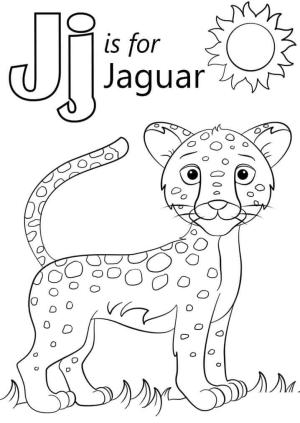 J Harfi boyama sayfası,  coloring page, Jaguar Için J Harfi, 