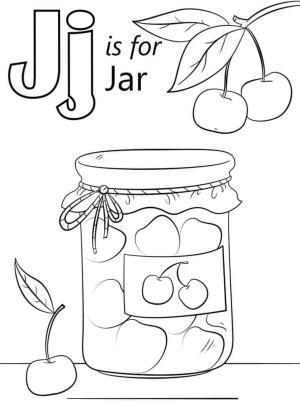 J Harfi boyama sayfası,  coloring page, Kavanoz Harfi J, 