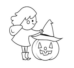 Jack o’ Fener boyama sayfası,  coloring page, Jack o’ Lantern Bir Kızla, 