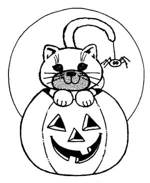 Jack o’ Fener boyama sayfası,  coloring page, Jack o’ Lantern Kedi Ile, 