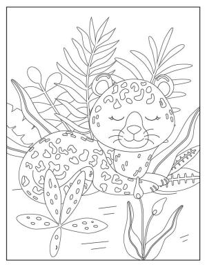 Jaguar boyama sayfası, Jaguars coloring page, Jaguar Yaprakları, 