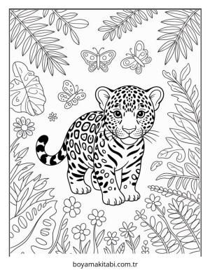 Jaguar boyama sayfası – sanatsal çalışma, çocuklar için
