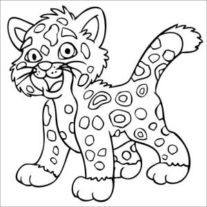 Jaguar boyama sayfası, Jaguars coloring page, Çizgi film Bebek Jaguar, 