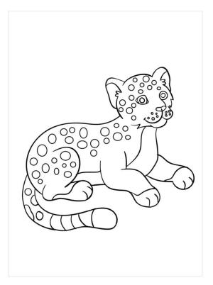 Jaguar boyama sayfası, Jaguars coloring page, Küçük Jaguar Uzanmış, 