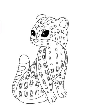 Jaguar boyama sayfası, Jaguars coloring page, Oturan sevimli Jaguar, 