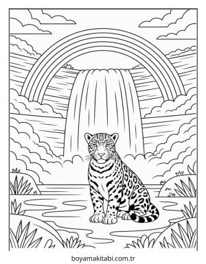 Jaguar boyama sayfası – basit çizim, kolay boyama
