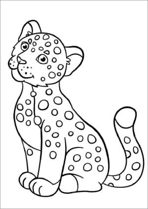 Jaguar boyama sayfası, Jaguars coloring page, Küçük Jaguar Oturuyor, 