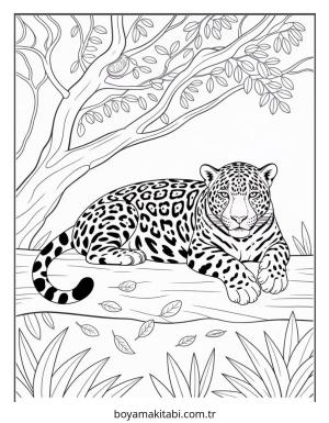 Jaguar boyama sayfası – el becerilerini geliştirir, boyama çalışması