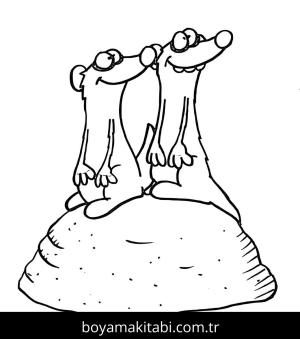 Jan ve Henry boyama sayfası – çizgi film temalı, basit çizim