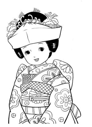 Japonya boyama sayfası,  coloring page, Japon Kızları Günü, 