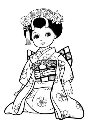 Japonya boyama sayfası,  coloring page, Japa Neşe Hinamatsuri, 