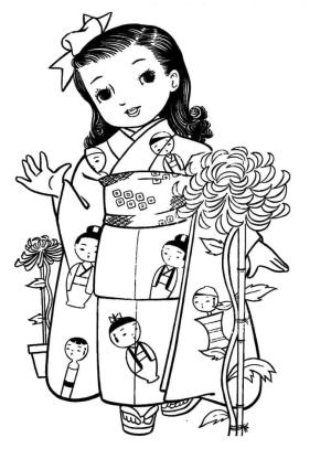 Japonya boyama sayfası,  coloring page, Japon Oyuncak Bebek Günü, 