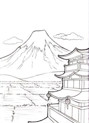 Japonya boyama sayfası,  coloring page, Japonya’daki Fuji Dağı, 