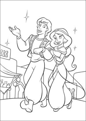 Jasmine boyama sayfası,  coloring page, Alaaddin ve Yasemin Yürüyüşü, 