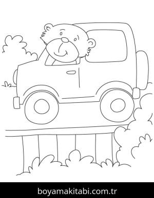 Jeep boyama sayfası – PDF indir, sevimli karakter