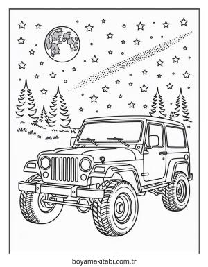 Jeep boyama sayfası – boyama etkinliği, çocuk aktivitesi