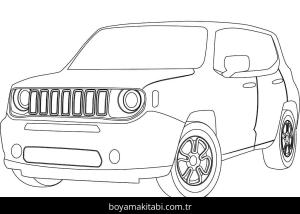 Jeep boyama sayfası – sanatsal çalışma, çocuklar için