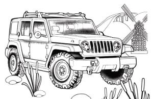 Jeep boyama sayfası,  coloring page, Wrangler Jeep’i çiz, 