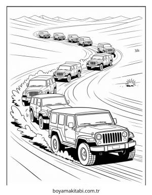 Jeep boyama sayfası – yaratıcılığı geliştirir, keyifli zaman
