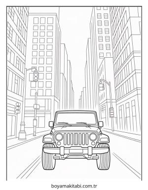 Jeep boyama sayfası – sanatsal çalışma, çocuklar için