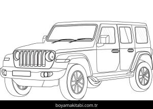 Jeep boyama sayfası – çocuklar için, çizgi film temalı