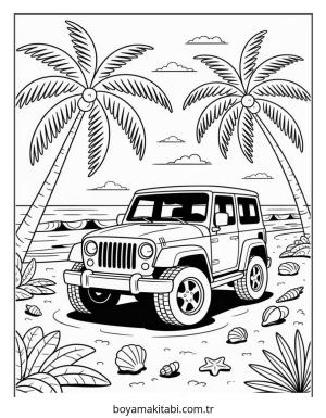 Jeep boyama sayfası – çocuk aktivitesi, PDF indir