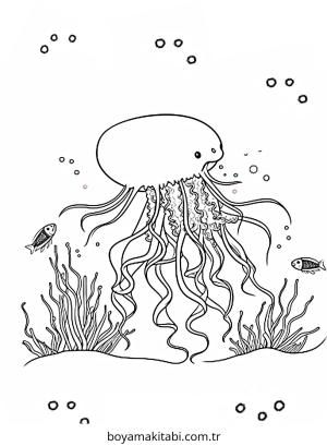Jellyfish boyama sayfası – keyifli zaman, renkli çizimler