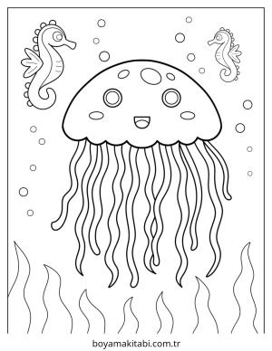 Jellyfish boyama sayfası – yaratıcılık, eğlenceli etkinlik