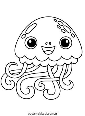 Jellyfish boyama sayfası – eğitici aktivite, yaratıcılık