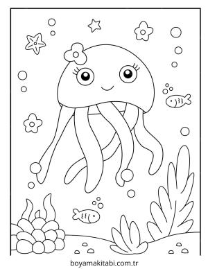 Jellyfish boyama sayfası – yaratıcılığı geliştirir, keyifli zaman