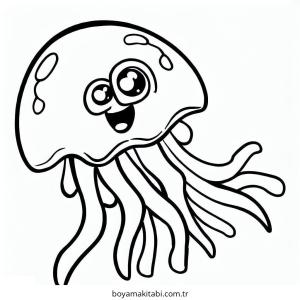Jellyfish boyama sayfası – sanatsal çalışma, çocuklar için