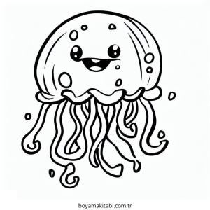 Jellyfish boyama sayfası – basit çizim, kolay boyama