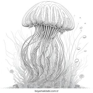 Jellyfish boyama sayfası – eğlenceli etkinlik, el becerilerini geliştirir