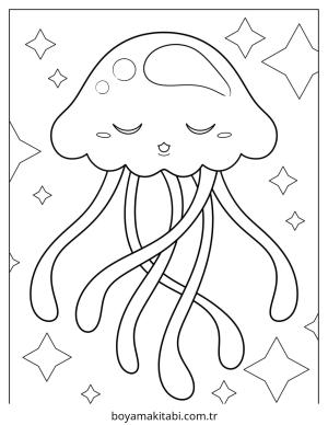 Jellyfish boyama sayfası – evde etkinlik, ücretsiz yazdır