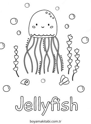 Jellyfish boyama sayfası – renkli çizimler, okul öncesi