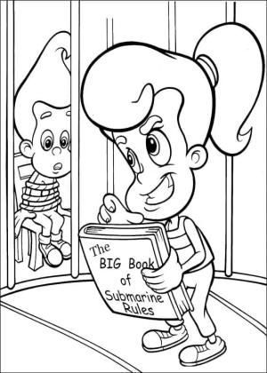 Jimmy Neutron boyama sayfası,  coloring page, Cindy Vortex ve Jimmy, 