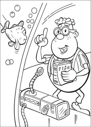 Jimmy Neutron boyama sayfası,  coloring page, Carl Wheezer balıkla, 