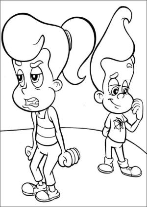 Jimmy Neutron boyama sayfası,  coloring page, Jimmy Neutron ve Cindy Vortex, 