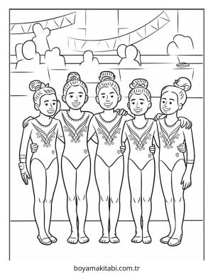 Jimnastik boyama sayfası – çizgi film temalı, basit çizim