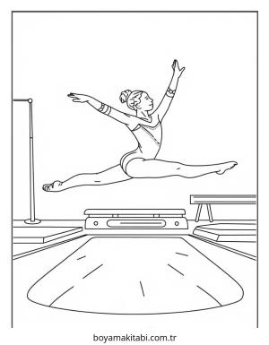 Jimnastik boyama sayfası – sevimli karakter, sanatsal çalışma