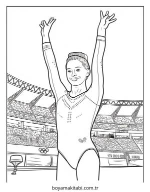 Jimnastik boyama sayfası – PDF indir, sevimli karakter