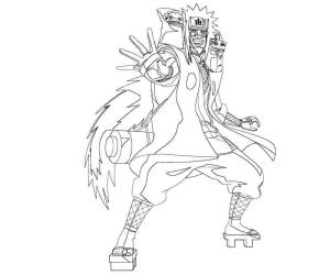 Jiraiya boyama sayfası,  coloring page, Jiraiya ve iki Komik Kurbaga, 