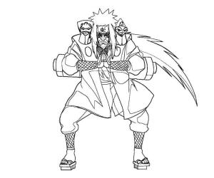 Jiraiya boyama sayfası,  coloring page, Jiraiya İki Kurbağayla Dövüşüyor, 