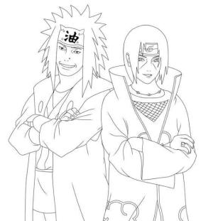 Jiraiya boyama sayfası,  coloring page, Jiraiya ve Itachi, 