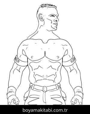 John Cena boyama sayfası – el becerilerini geliştirir, boyama çalışması