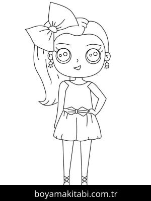 JoJo Siwa boyama sayfası – çizgi film temalı, basit çizim
