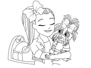 JoJo Siwa boyama sayfası,  coloring page, Sevimli Jojo Siwa Ve Bowbow, 