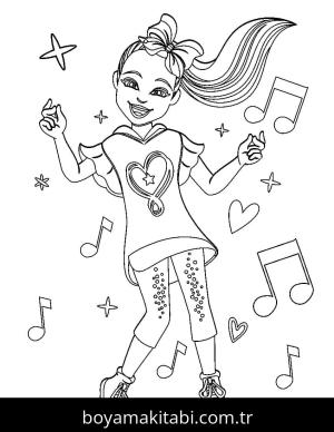 JoJo Siwa boyama sayfası – sevimli karakter, sanatsal çalışma