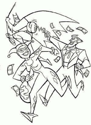 Joker boyama sayfası,  coloring page, Batman, Harley Quinn ve Joker, 