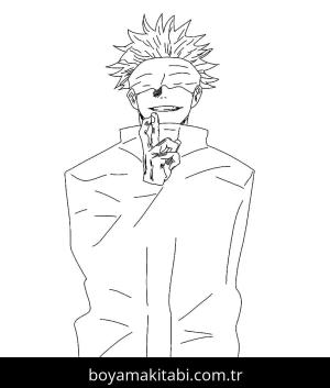 Jujutsu Kaisen boyama sayfası – çocuklar için, çizgi film temalı